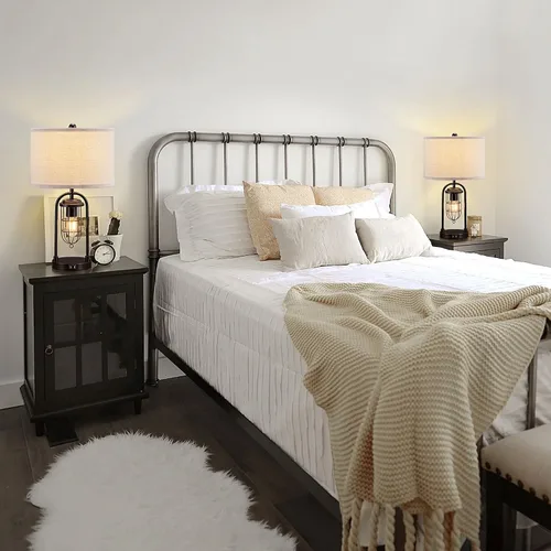 Miniatura 6 de Juego de 2 lámparas de mesa de granja con puertos USB y luz nocturna, lámpara moderna para mesita de noche para sala de estar y dormitorio