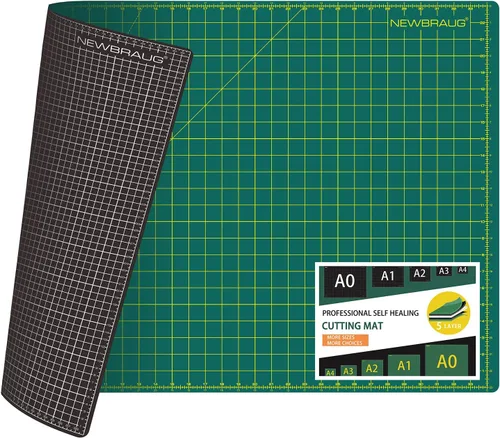 Miniatura 11 de NEWBRAUG Alfombrilla de corte autocurativa perfecta de 18'' × 24'', tabla de corte giratoria con cuadrícula antideslizante, necesaria para Verde &
