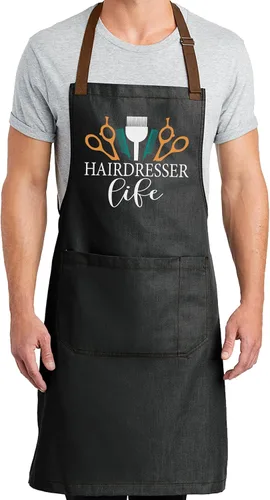 Miniatura 14 de TEEAMORE Delantal de peluquero Peluqueros Hombres Estilista Salón Delantales Dos Grandes Bolsillos Aseo Barbería.