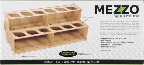 Miniatura 5 de Mezzo Artist Paint and Brush Rack - Soporte de Escritorio Multicapa de Laminado Veteado de Madera Organizador de Almacenamiento y Exhibición