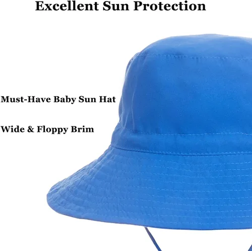 Miniatura 5 de Sombrero de sol para bebé de verano UPF 50+, sombrero de pescador de ala ancha, sombreros de playa para bebés niños y niñas de 0 a 6 años