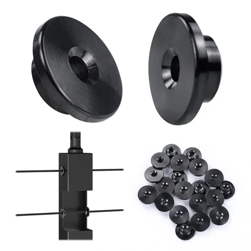 Muzata Paquete de 20 ojales de barandilla de cable negro de 1/8 pulgadas solo para cuerda de alambre de nivel de 1/8 pulgadas, fundas protectoras de