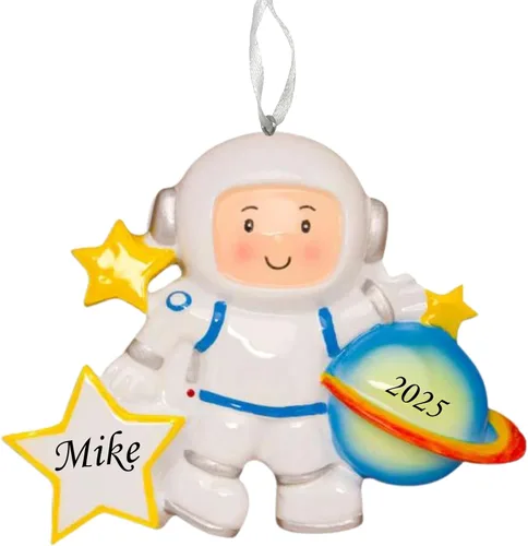 Adorno personalizado para árbol de Navidad 2024 – Adorno de Navidad personalizado de astronauta, decoración artesanal del espacio con