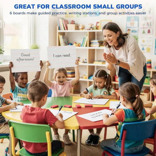 Miniatura 2 de GAMENOTE Paquete de 6 pizarras pequeñas de borrado en seco para niños, 9 x 12 pulgadas, de doble cara y pizarras blancas en blanco con marcadores
