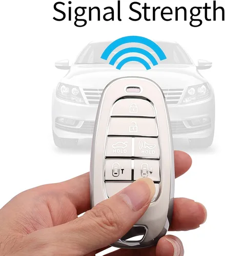 Miniatura 4 de Funda para llavero Hyundai de 7 botones con llavero de cuero, TPU suave, protección de 360 grados, funda para llave de automóvil, compatible con B