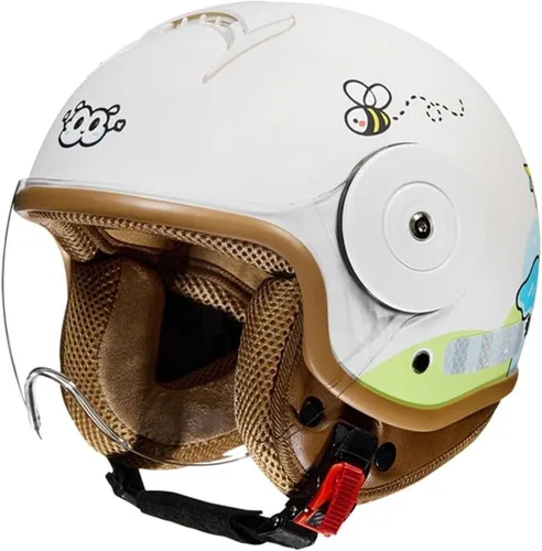 Miniatura 11 de Casco de motocicleta retro para niños 3/4, aprobado por el DOT, casco vintage de cara abierta para scooter eléctrico, kart, bicicleta de tierra, Azul