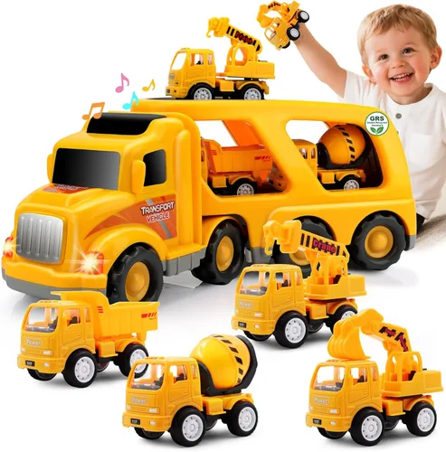 Miniatura 9 de Nicmore Juguetes para niños pequeños, camión de dinosaurios para niños: juguetes para niños de 2, 3, 4, 5 años, camión transportador de dinosaurios