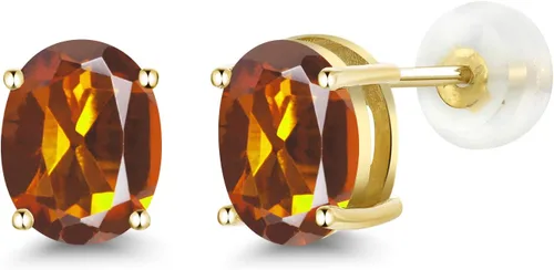 Miniatura 247 de Gem Stone King Aretes de oro de 14 quilates con piedra natal ovalada de 0.315 x 0.236 in Aretes de oro para mujer