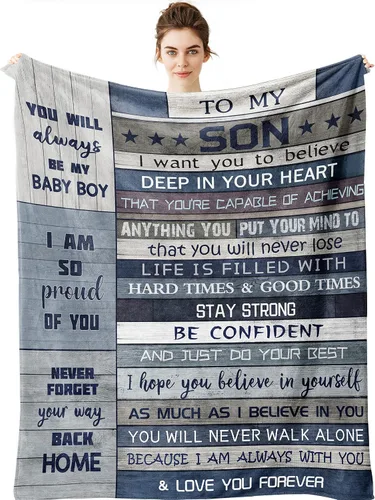 Yamco Manta de Regalo para Hijo - Regalos de Cumpleaños para Hijo Mantas de Tiro 60"x 50" - Regalos para Hijos de Mamá Papá - Regalos para Hijos Día