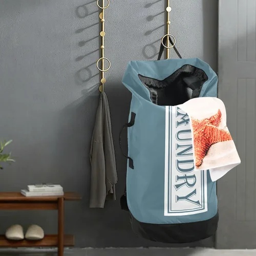 Miniatura 5 de Bolsa de lavandería, lavable, lo suficientemente grande, organizador de ropa sucia para viajes universitarios, campamentos, artículos esenciales