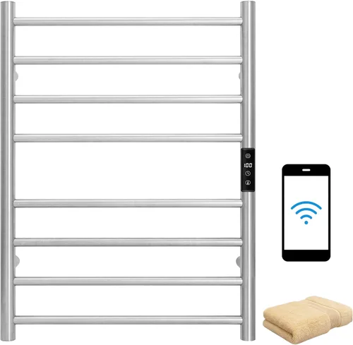 Miniatura 18 de KEG Calentador de toallas montado en la pared con temporizador incorporado 4 barras de acero inoxidable eléctrico calentado toallero para baño