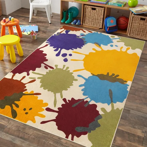 Miniatura 3 de STARUIA Alfombra de Área Colorida, Alfombra de Aula de 5'x7' para Niños, Alfombras Lavables con Salpicaduras de Pintura para Sala de Juegos, Tinta