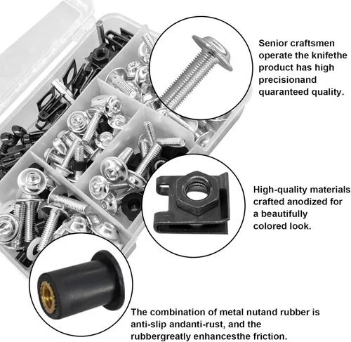 Miniatura 3 de Kit de pernos de carenado plateado M5 M6 para parabrisas de motocicleta, tornillos de aluminio compatibles para tornillos de carenado