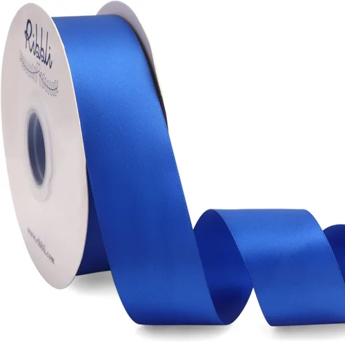 Miniatura 50 de Ribbli - Cinta de satén azul polvoriento de doble cara, 1 pulgada x 50 yardas continuas - Cinta de satén azul polvoriento para envoltura de regalos