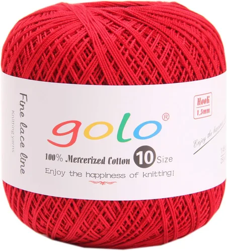 Miniatura 45 de Golo - Bolas de hilo para crochet de algodón tamaño 10, color algodón para crochet D-Fresa D078-fresa