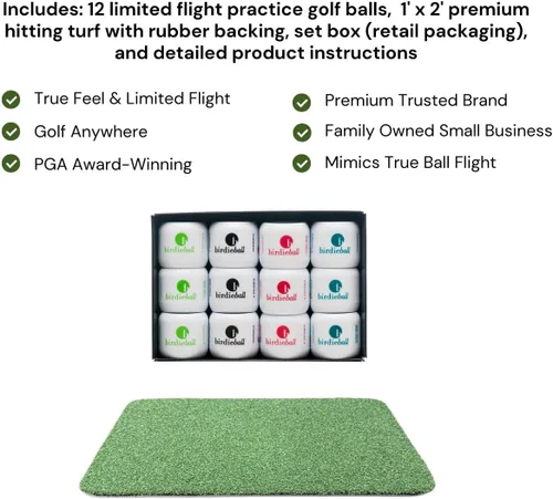 Miniatura 9 de BirdieBall Hitting Turf/StrikePad Set with 12 Limited Flight Practice Golf Balls
