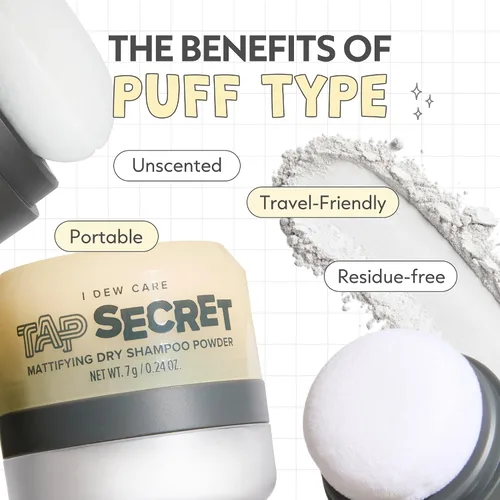Miniatura 8 de I DEW CARE Tap Secret Champú Seco en Polvo con Biotina - Tap Secret Original Fortalecedor y Voluminizador, Recargable, Tamaño de Viaje, Sin