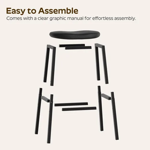 Miniatura 6 de YATINEY Juego de 2 taburetes de bar, sillas de bar, taburetes de silla de montar con superficie curva, taburetes de cocina de altura de mostrador
