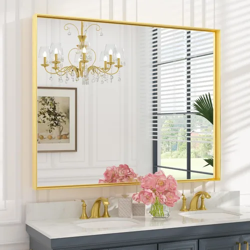Miniatura 93 de Keonjinn - Espejo rectangular con marco negro para baño de 40 x 30 pulgadas, espejo de pared para sobre el lavabo, espejos de tocador de metal