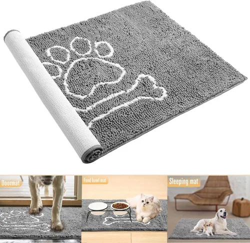 Miniatura 7 de AROGAN Felpudos de entrada para interiores grises de 36 x 24 pulgadas y tapetes negros de 48 x 30 pulgadas para exteriores