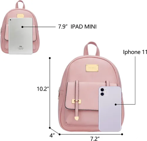 Miniatura 4 de KKXIU Mochila pequeña para niñas, de piel vegana, mini bolsa de libros para mujeres, linda mochila con pompones para adolescentes