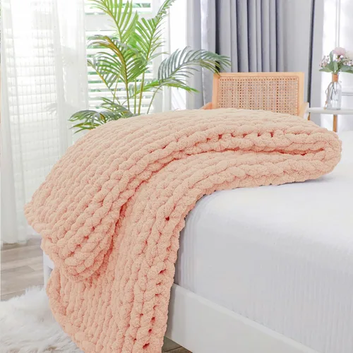 Miniatura 67 de Bigacogo Manta de punto grueso para sofá, 51 x 63 pulgadas, 100% tejida a mano con hilo de felpilla grueso jumbo, acogedoras y suaves mantas grandes