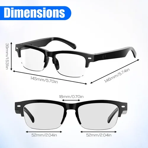 Miniatura 6 de Lentes inteligentes AI para hombres y mujeres, Bluetooth 6.0 con 164 idiomas (traducción en tiempo real), lentes de sol fotocromáticos, diseño