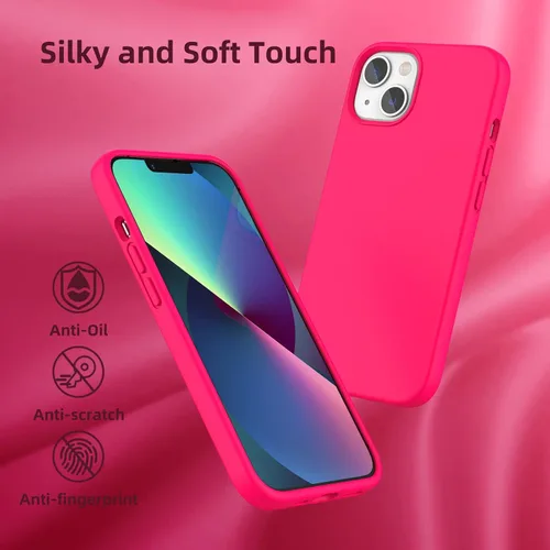 Miniatura 6 de Funda de silicona líquida compatible con iPhone 13, color rosa intenso [Protección contra caídas] [Resistente a los arañazos, a prueba de golpes]