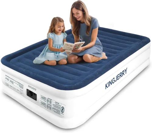 Miniatura 11 de KINGJERRY Colchón de aire Twin XL con bomba incorporada, 18" de altura para mayor comodidad, longitud mejorada de 80", doble capa a prueba de fugas