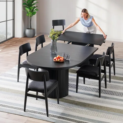 Miniatura 16 de Transformer Table - Mesa de comedor redonda extensible de madera maciza, mesa de comedor redonda extensible, muebles modernos que ahorran espacio