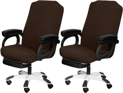 Miniatura 21 de SARAFLORA Paquete de 2 fundas para sillas de oficina, fundas elásticas para sillas de escritorio, fundas extraíbles para silla de oficina con Negro