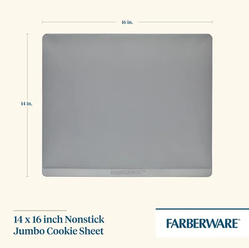 Miniatura 2 de Farberware Utensilios para hornear antiadherentes aislados de 14 x 16 pulgadas, bandeja para galletas jumbo, color gris claro