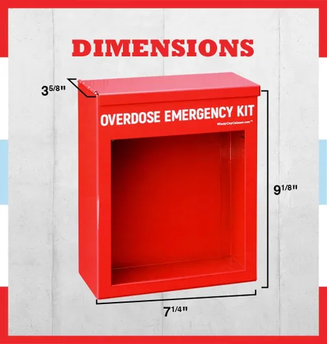 Miniatura 5 de Gabinete de kit de emergencia de sobredosis, alta visibilidad y seguro, acero de calibre 22, montaje en pared con ventana acrílica, martillo