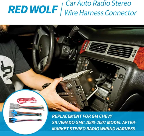Miniatura 2 de RED WOLF Arnés de cableado de radio macho hembra enchufe compatible con GMC Chevy Silverado 2003-2007, 2005-2009 Buick Lacrosse instalar adaptador