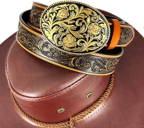 Miniatura 6 de TOPACC Cinturones occidentales de cuero genuino para mujer y hombre, vaquera, vaquera, campo, rodeo, hebilla, pantalones vaqueros, vestidos