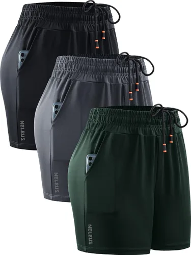 Miniatura 38 de NELEUS Pantalones cortos de correr ligeros para mujer, pantalones cortos atléticos de entrenamiento para yoga con bolsillo