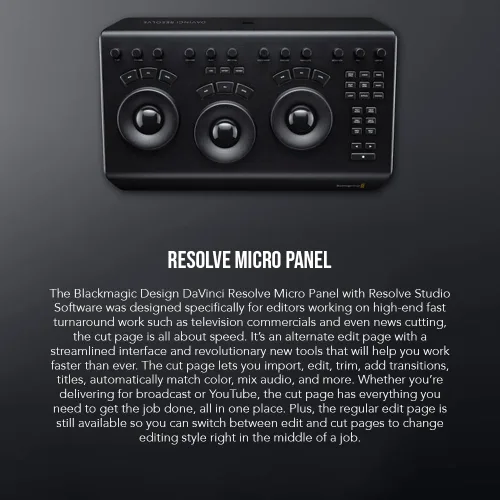 Miniatura 3 de Blackmagic Design DaVinci Resolve Micro Panel Panel de control portátil de bajo perfil