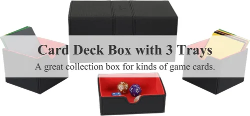 Miniatura 5 de AEGIS GUARDIAN - Caja de cartas para MTG con 3 bandejas, caja de cubierta Commander con capacidad para más de 200 cartas de doble manga, piel 37/37