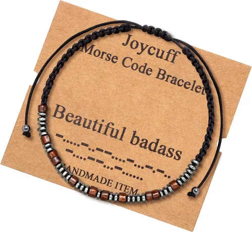 JoycuFF Pulsera con código morse para mujer regalos inspiradores para mejores amigos joyería única para mamá papá hija hijo hermana tía abuela