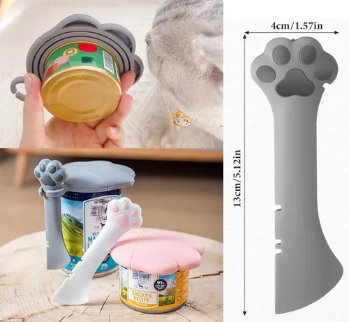 Miniatura 3 de Cucharas para latas de comida para perros y gatos, tapas de silicona para latas de comida para perros y gatos, abrelatas, espátula de comida