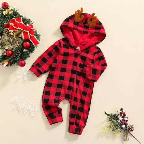 Miniatura 3 de Mameluco de Navidad para bebé, niña, niño, ropa de manga larga con capucha, overol de Navidad para bebé, primer traje de Navidad