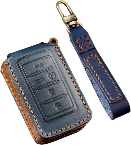 Miniatura 8 de ontto Llavero de cuero para automóvil de 6 botones con protector completo Keychian, funda para llaves para Jeep Wagoneer Grand Wagoneer Grand Negro