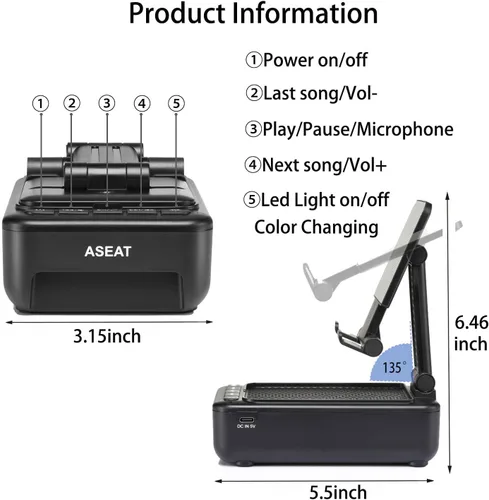 Miniatura 5 de Regalos para hombres, soporte para celular con altavoz Bluetooth y luz LED que cambia de color, regalos únicos para mujeres, papá, esposo