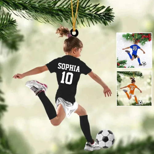 Miniatura 22 de Adorno de fútbol personalizado, adorno de Navidad de jugador de fútbol personalizado con nombre y número, regalo deportivo único para hombres