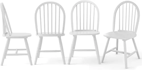 Miniatura 8 de WATERJOY Juego de 4 sillas de comedor de madera negra de 18 pulgadas, sillas de asiento Winsome de madera de caucho con respaldo alto para cocina