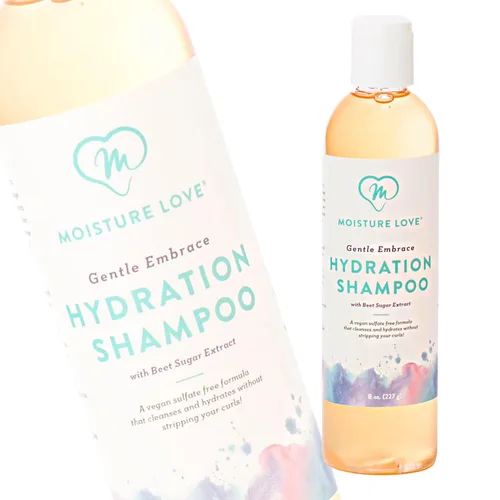 Champú Hidratante Gentle Embrace para cabello rizado. Champú hidratante que hidrata, hidrata y limpia tu cabello. Libre de sulfatos veganos