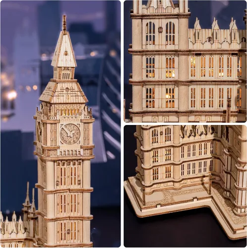 Miniatura 4 de Rowood Rompecabezas 3D para adultos, kit de modelo de madera para manualidades para adultos, regalos para mayores de 14 años, Big Ben