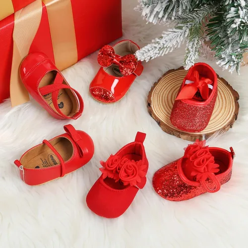 Miniatura 2 de Antheron Baby Girls Mary Jane Flats - Mocasines para bebé con suela suave, diseño floral brillante