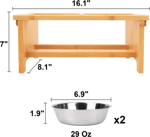 Miniatura 5 de HTB Cuencos elevados para perros, soporte elevado para perros con 2 cuencos de acero inoxidable, cuencos elevados para perros grandes, medianos