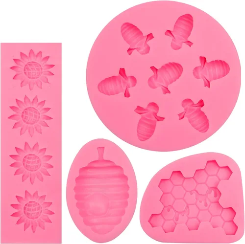 Miniatura 8 de 4 moldes de silicona de abejorros para panal, girasol, fondant, colmena, moldes de silicona para hornear, moldes de fondant de abeja para decoración